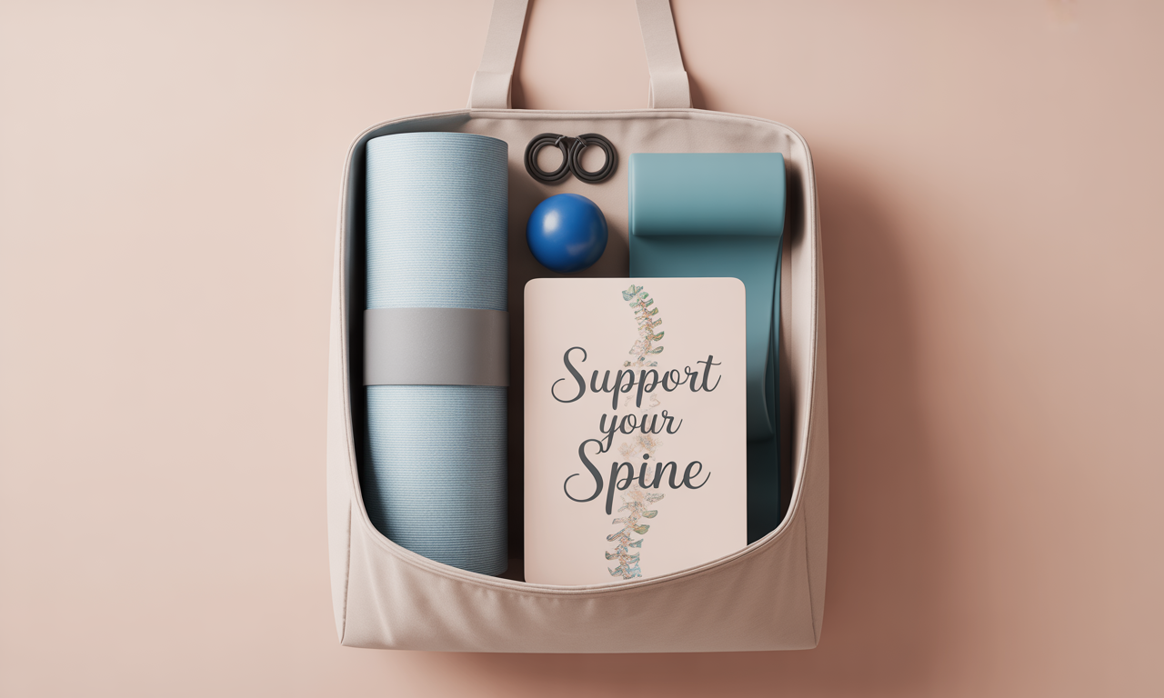 Physiotherapy pack with exercise equipment and Support your Spine card